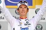 Andy Schleck in the white jersey after stage 15 of the Tour de France 2009